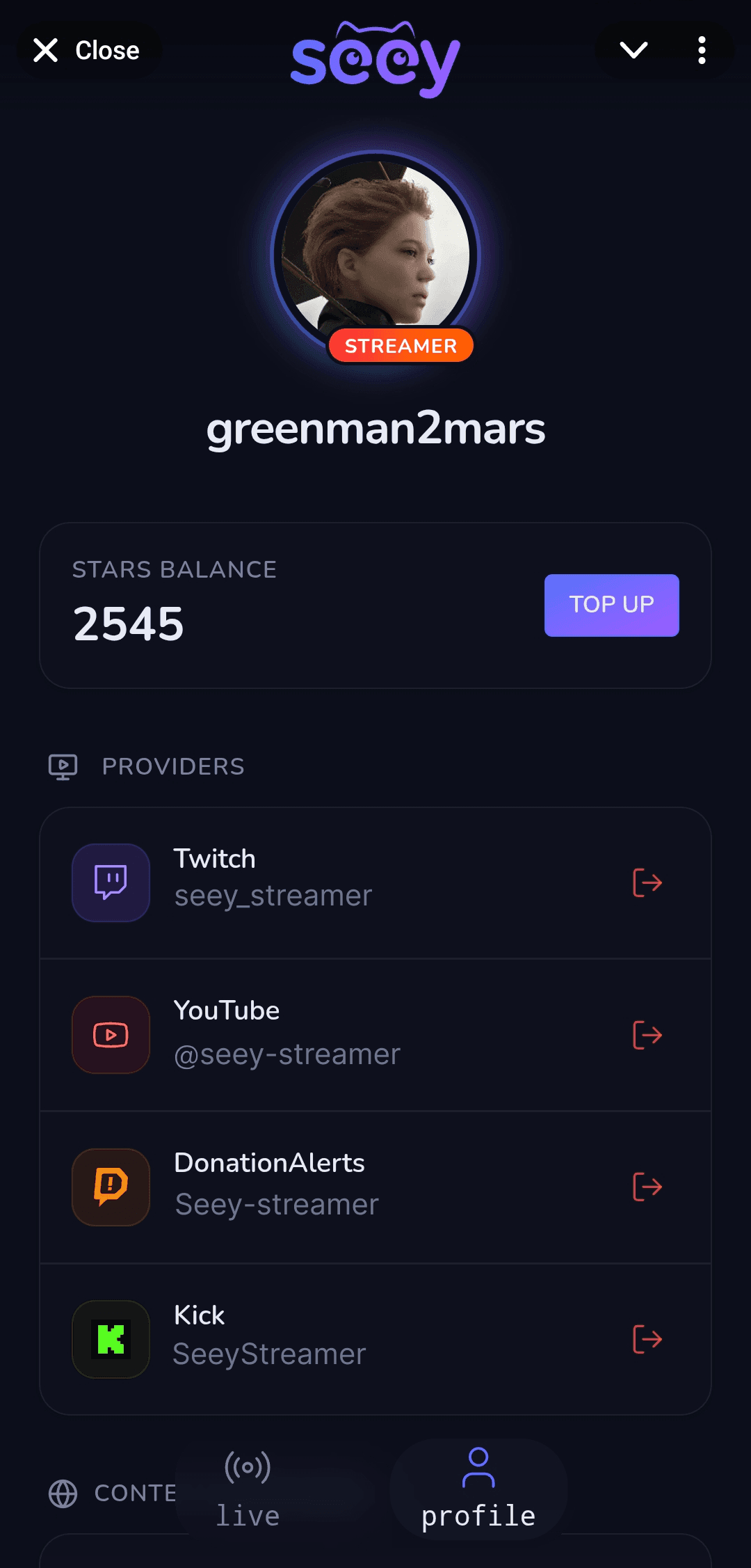 Streamer Profile